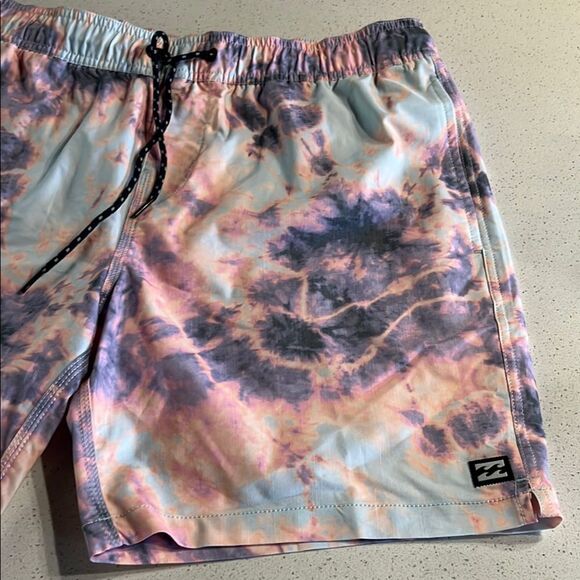 Billabong Men's Tie-Dye Recycled Sundays Swim Athletic Shorts Purple Pink Size L - Picture 3 of 8